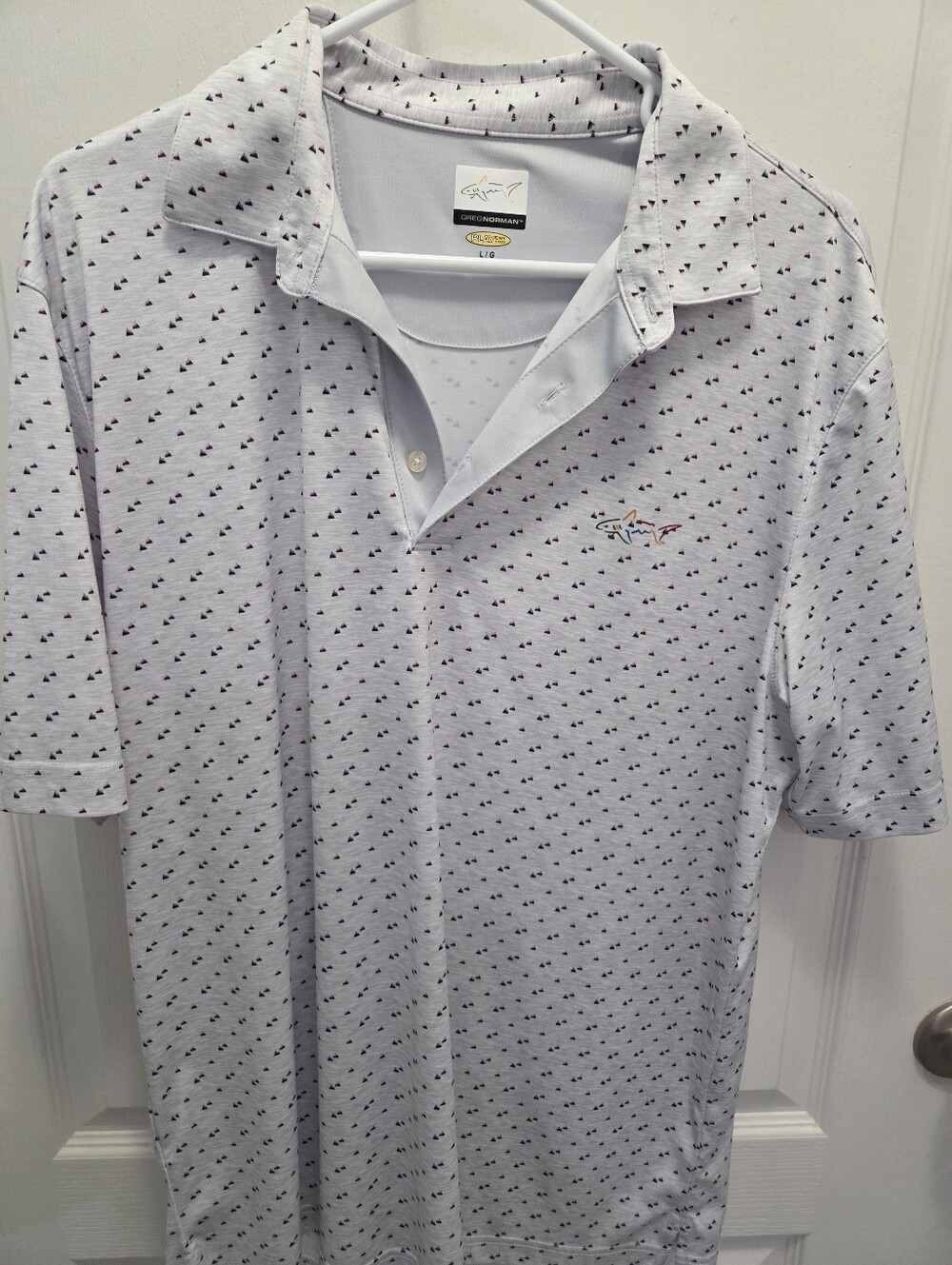 Greg Norman ML75 Cube Geo Polo Short Sleeve Sz L